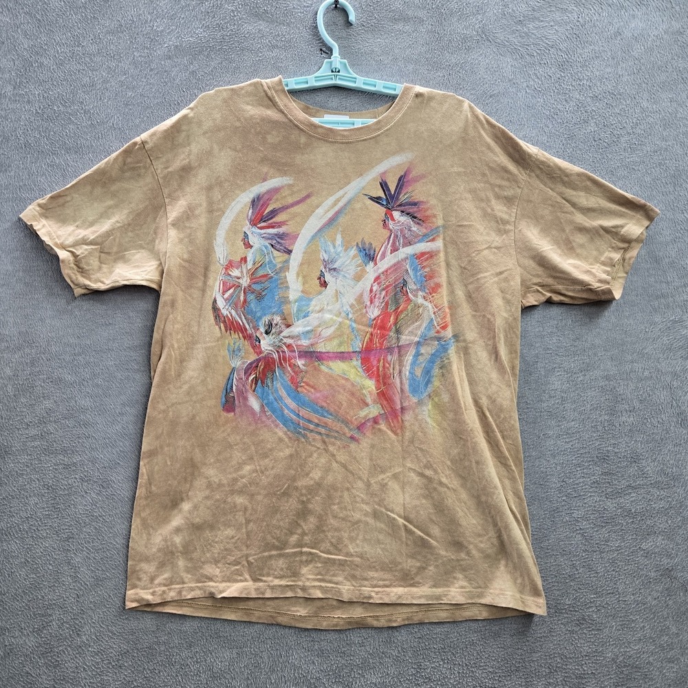 The Mountain Men Shirt XL Brown Tie Dye Birds Aztec Navajo Tribal Tee